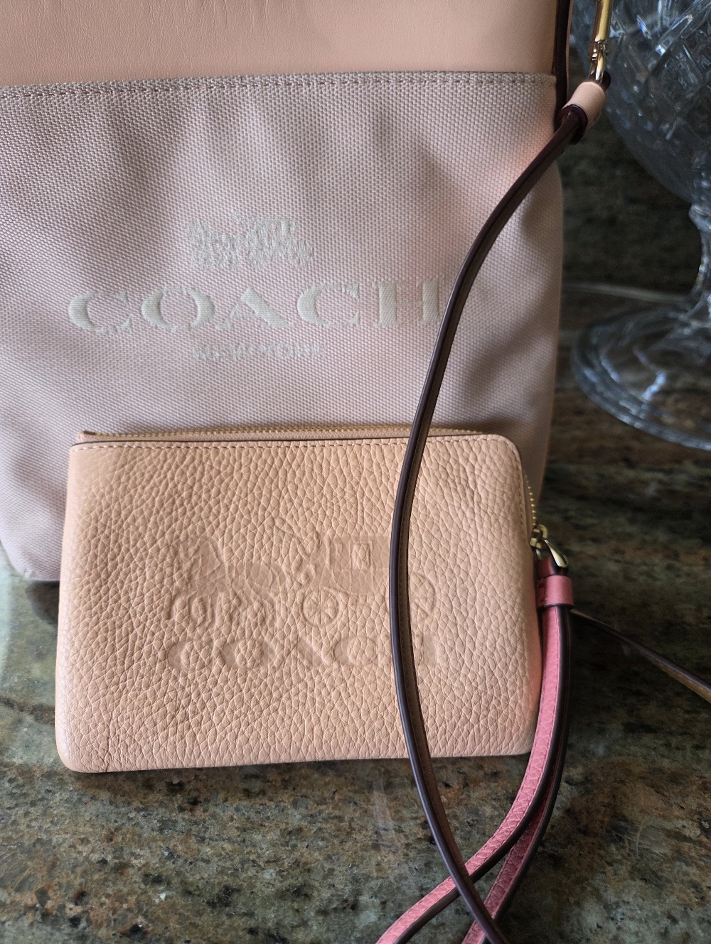 Coach Peach-Pink Two-Piece Crossbody Bag And Wristlet Set - Picture 2 of 12